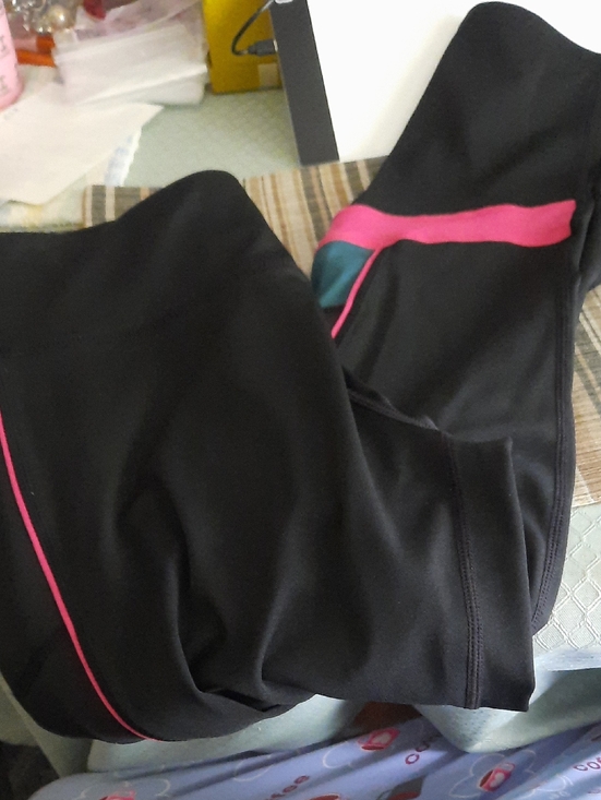 Kimberly Pants - Black Leggings with Hot Pink Trim